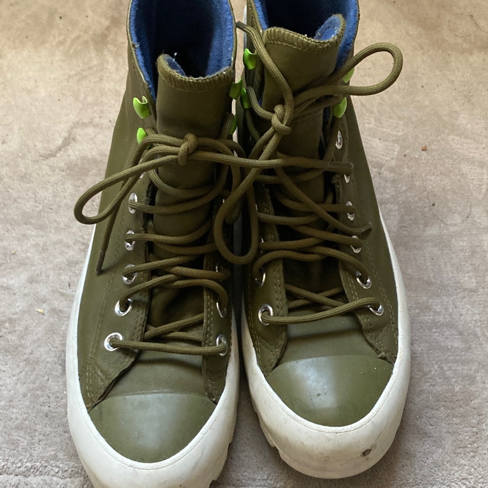 Converse Olive Green High-Tops with White Soles